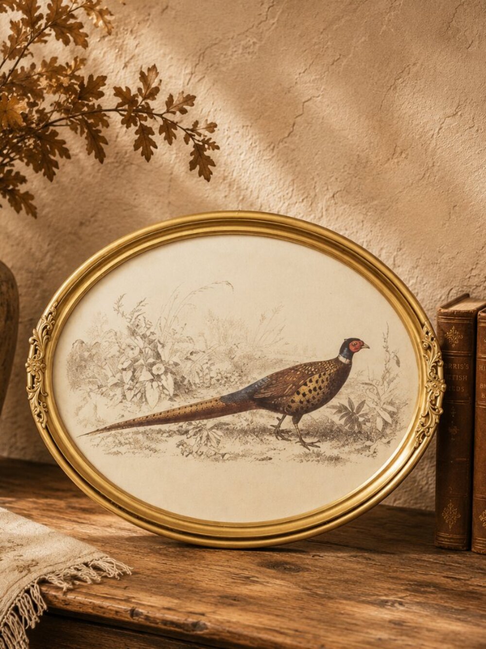Vintage Oval Ornate Framed Pheasant Wall Art Print - Picture 3 of 8